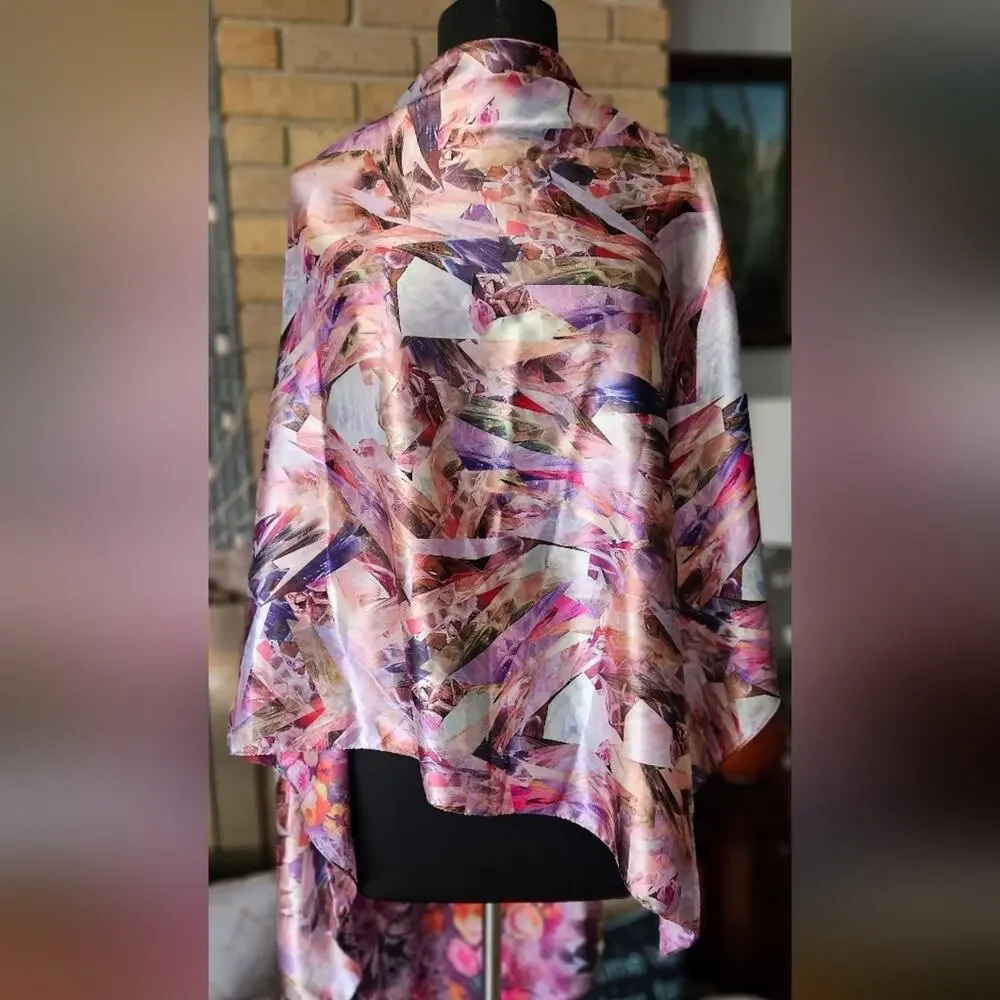 Vintage ART DECO Silk Scarf Reversible Extra Large 62
